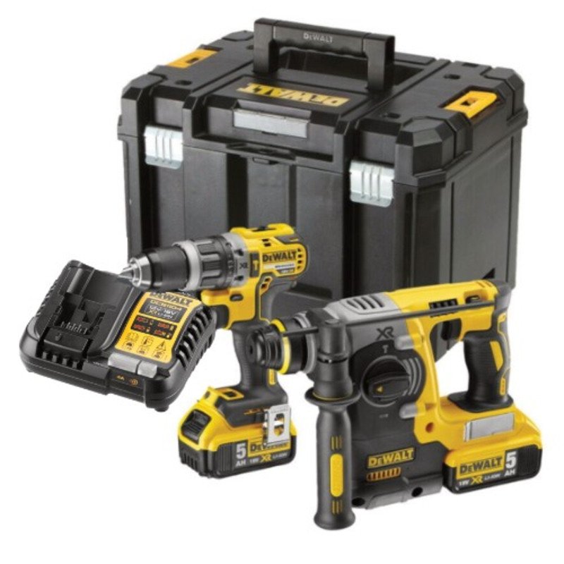 Dewalt DCK207P2T 18v Combi Drill & SDS+ Rotary Hammer Drill Twin Kit – 2 x 5ah Batteries