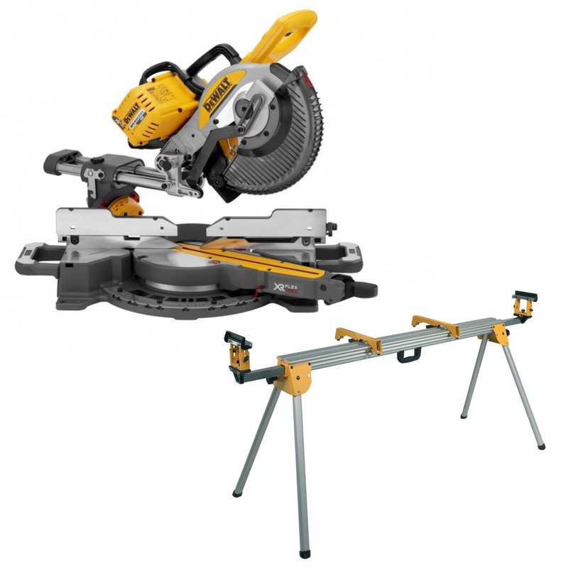 DeWalt DCS727N 54V XR Flexvolt 250mm Double Bevel Slide Mitre Saw Naked & DCS727N Stand