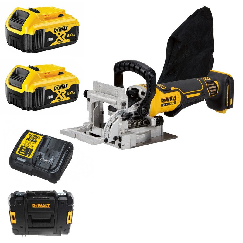 Dewalt DCW682NT 18v XR Brushless Biscuit Jointer Kit – 2 x 5.0ah Batteries, Charger & Case