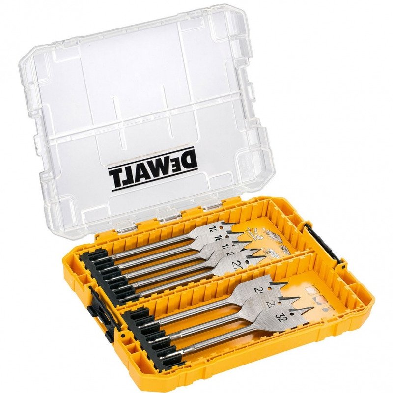 DeWalt DT70750 8 Piece Flat Wood Spade Bit Set + Tough Case (12mm – 32mm)