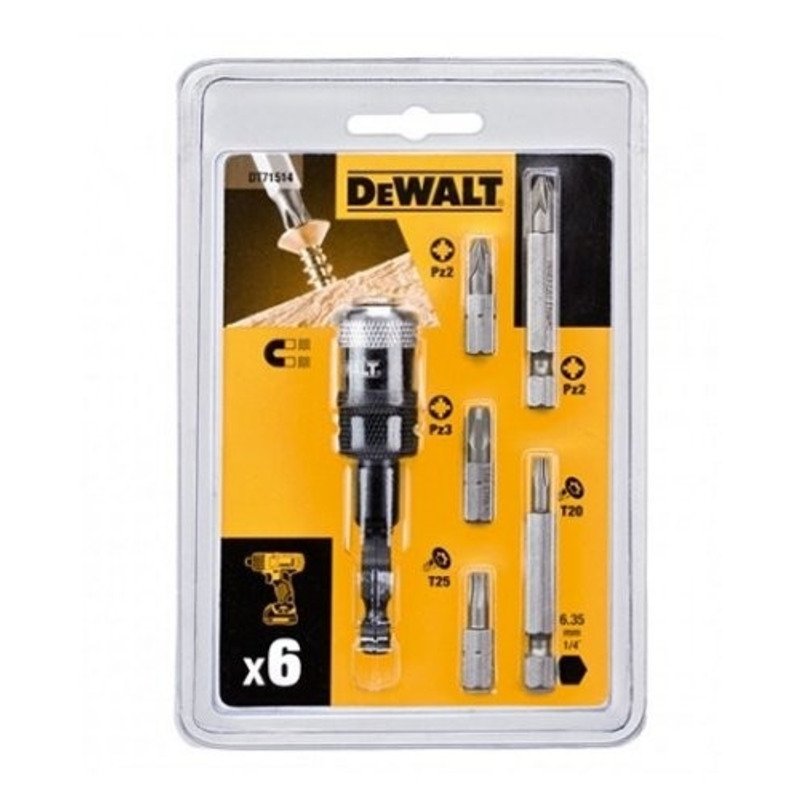 DeWalt DT71514-QZ 6 Piece Screwdriving Bit Set with Rapid Load Bit Adaptor