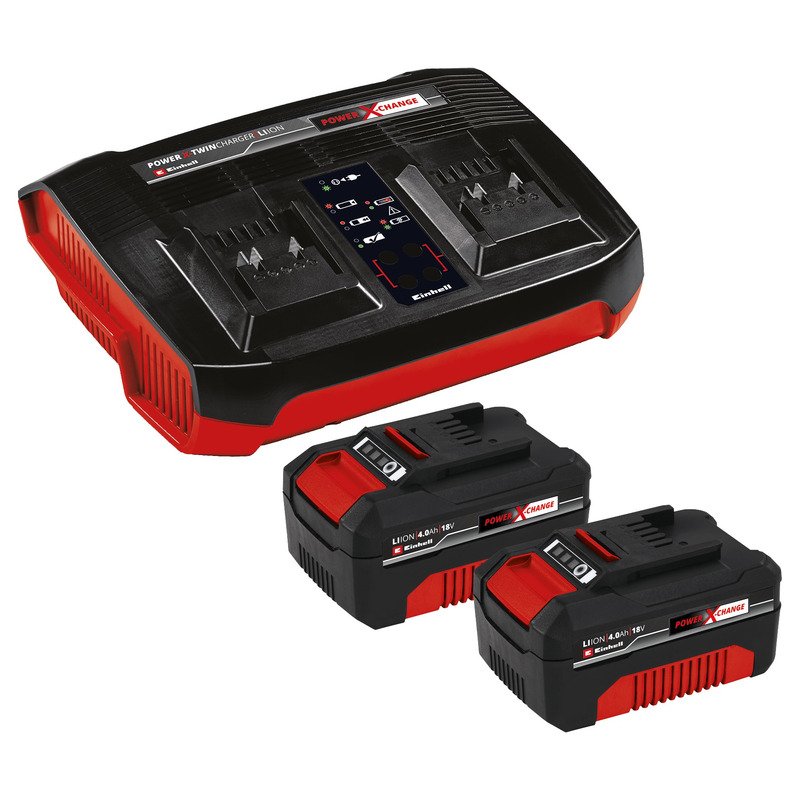 Einhell 4512112 PXC Starter Kit – 2 x 4.0ah Batteries and Twin Charger