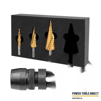 Holemaker Technology 3 Piece Impact Rated Step Drill Set 12, 22, 30MM In Foam & 111130-012A Adaptor