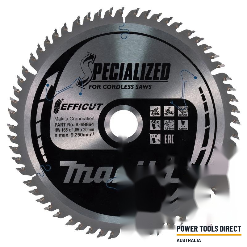 Makita B-69864 165mm Circular Saw Blade Efficut TCT 165mm x 20mm x 60T