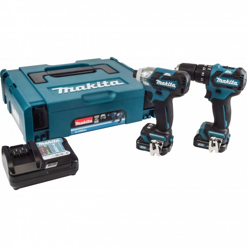 Makita CLX205AJ 12v MAX CXT Brushless Combi Kit – Combi Drill / Impact Driver 2 x 2ah Batteries