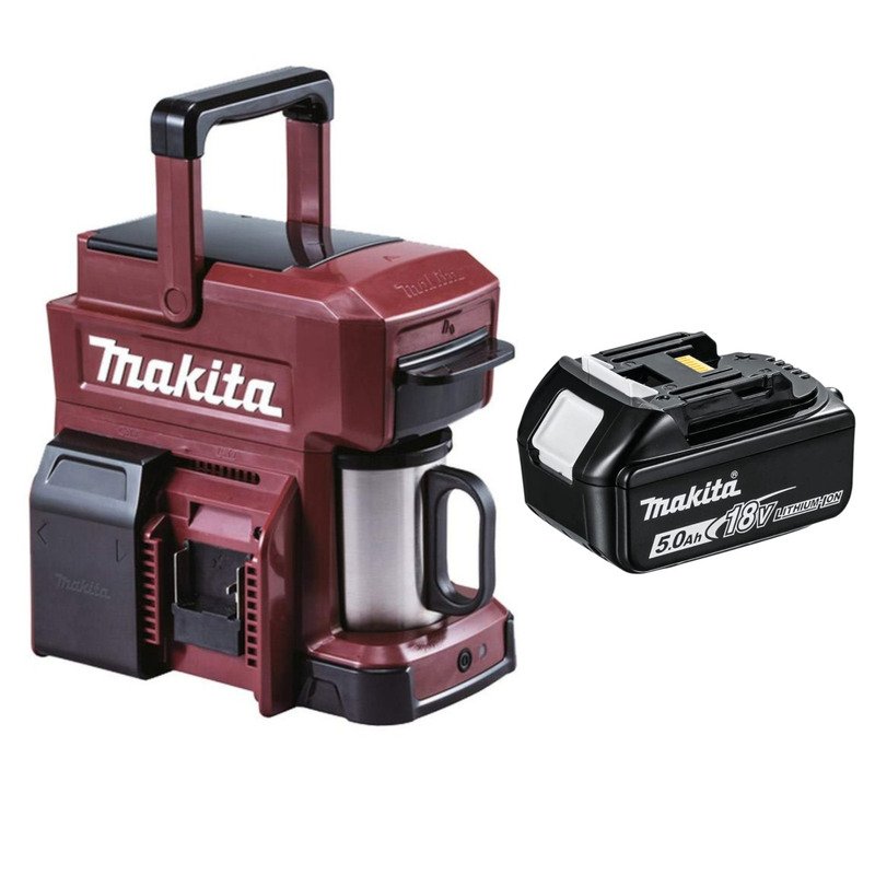Makita DCM501ZAR 10.8v CXT / 18v LXT Special Edition Red Coffee Maker & 5.0ah Battery