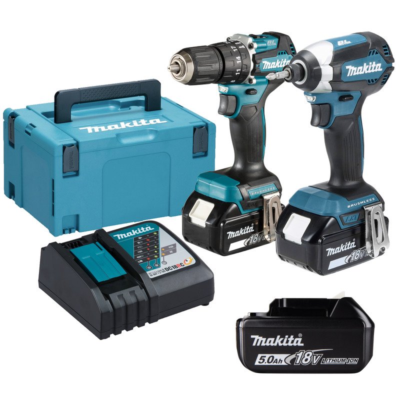Makita DLX2460T3J 18v Twin Kit – DHP487 Combi Drill and DTD153 Impact Driver – 3 x 5ah Batteries