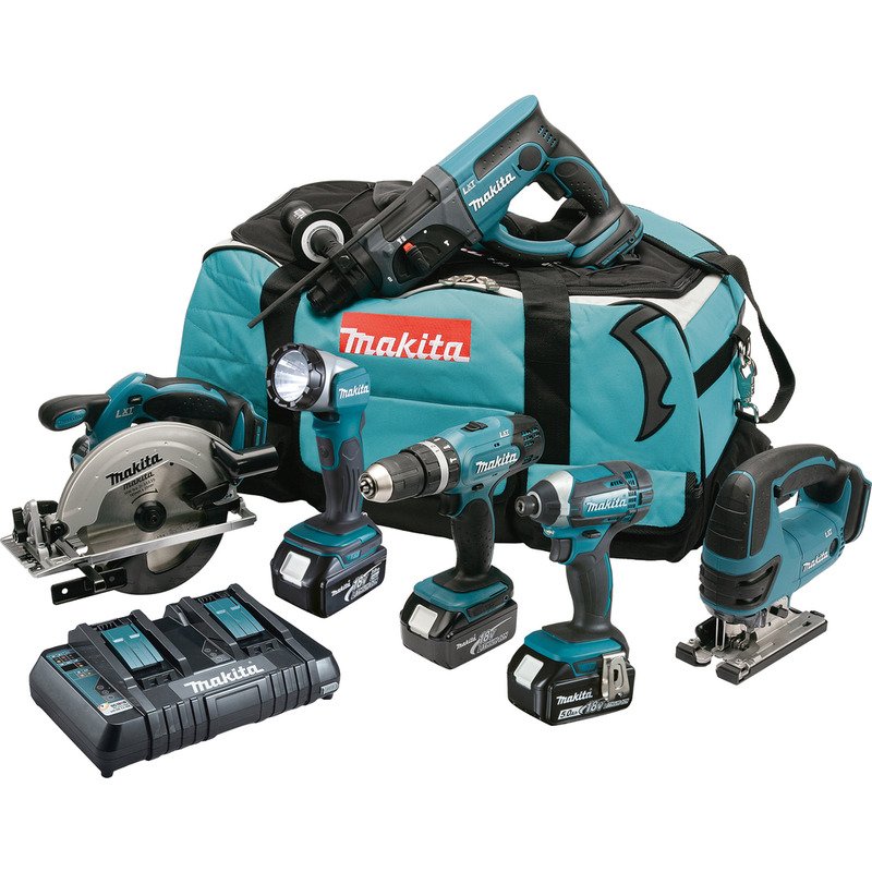 Makita DLX6068PT 18v LXT 6pc Combi Kit – 3 x 5.0ah Batteries