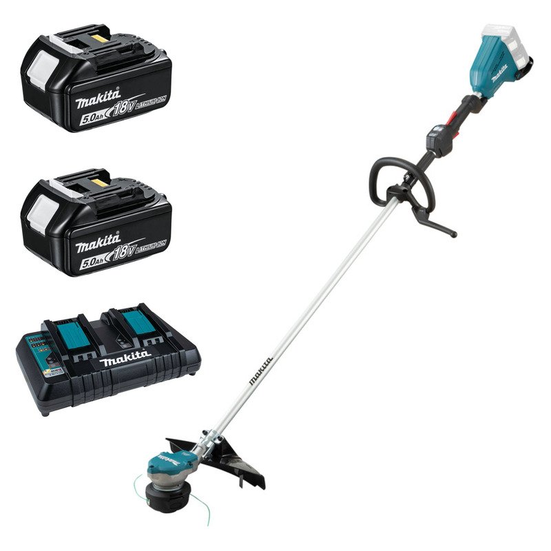 Makita DUR368LPT2 Twin 18v LXT Brushless Loop Handle Line Trimmer Kit – 2 x 5.0ah Batteries & Charger