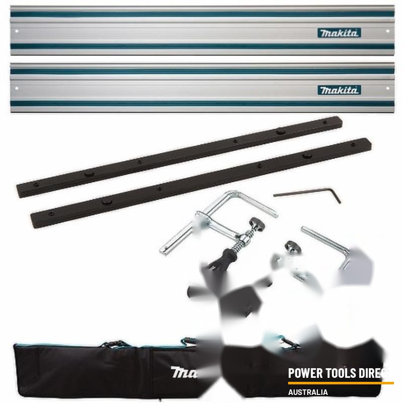 Makita Plunge Saw Guide Rail Kit – 2 x 1500mm Guide Rails, Connector Set, Clamp Set and Rail Bag