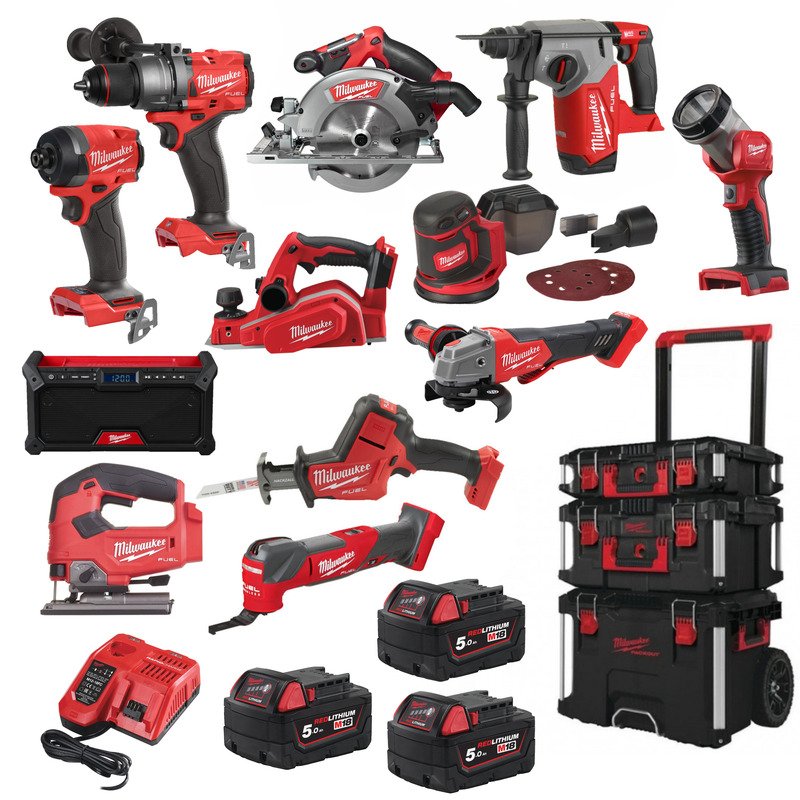 Milwaukee 12 Piece Power Tool Kit 18v – 3 x 5.0ah Batteries