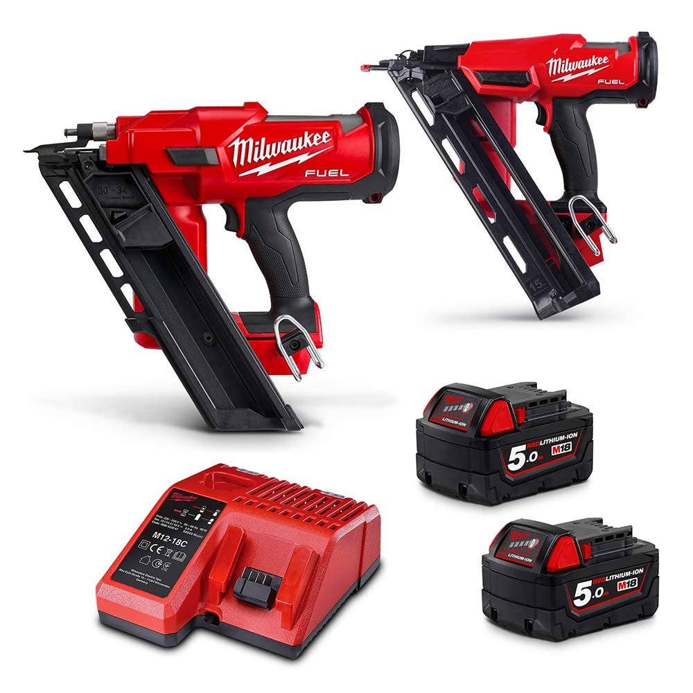 MILWAUKEE 18V FUEL™ 2 x 5.0Ah Framing/Finish Nailer Combo Kit M18FPP2FN-502B