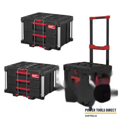 Milwaukee 3 Piece Packout Bundle – 4932498651 Packout Rolling Drawer, 4932472130 3 Drawer Tool Box & 4932472129 2 Drawer Tool Box