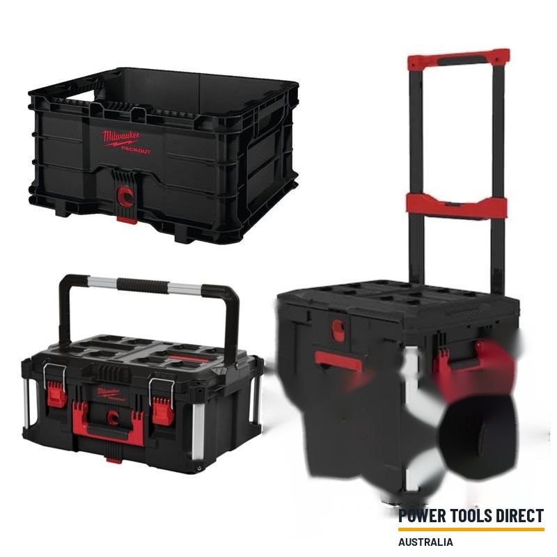 Milwaukee 3 Piece Packout Bundle – 4932498651 Rolling Drawer, 4932464079 Toolbox & 4932471724 Crate