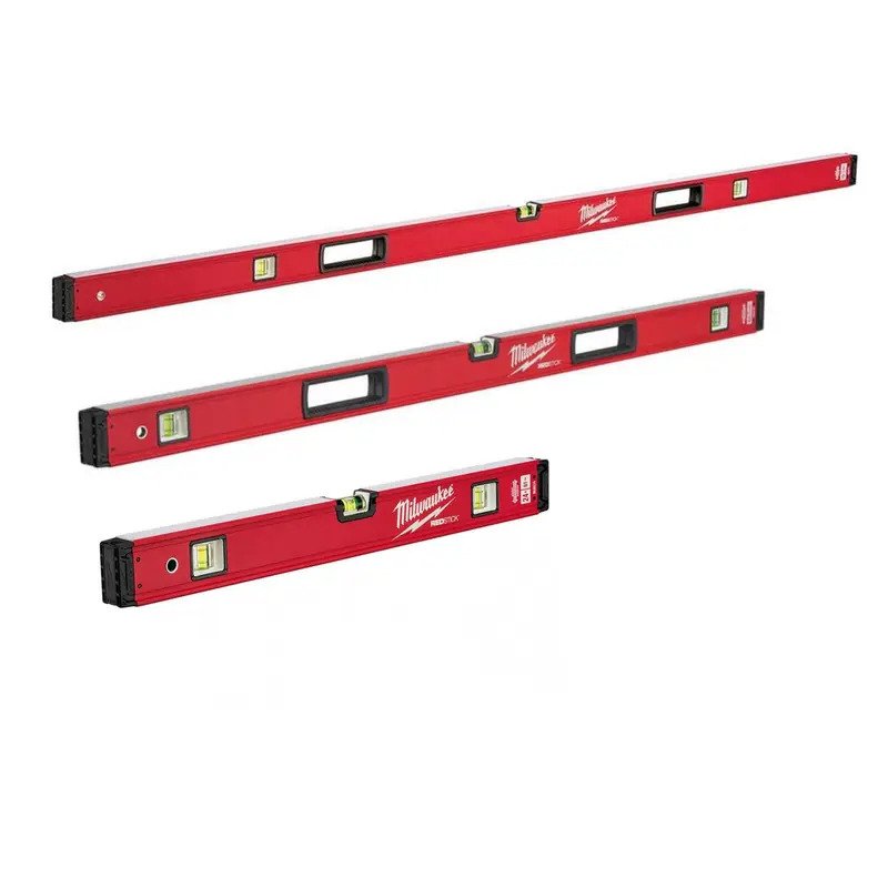 Milwaukee 3 Piece Redstick Backbone Box Levels – 60cm, 120cm & 180cm