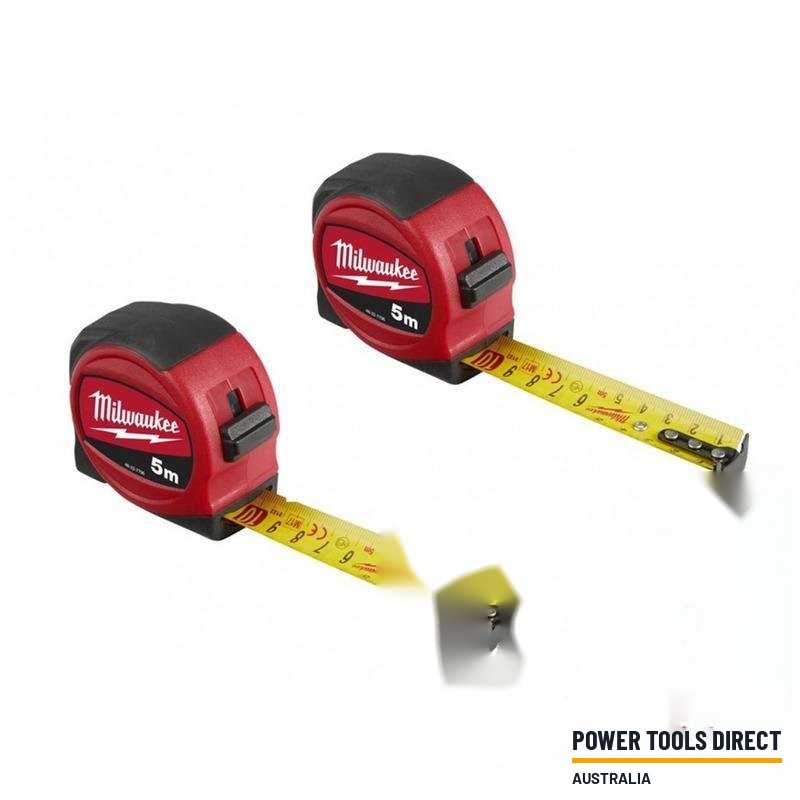 Milwaukee 48227706 5m Slimline Tape Measure – Metric Only (5m x 25mm) TWIN PACK