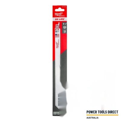 Milwaukee 48475189 Sawzall Recip Blade Metal Thin Kerf 300mm x 18TPI – Pack of 5