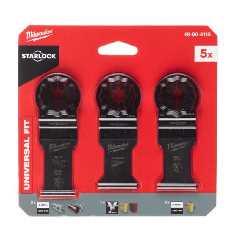 Milwaukee 48906115 5pc Multi Tool Wood + Metal Blade Set