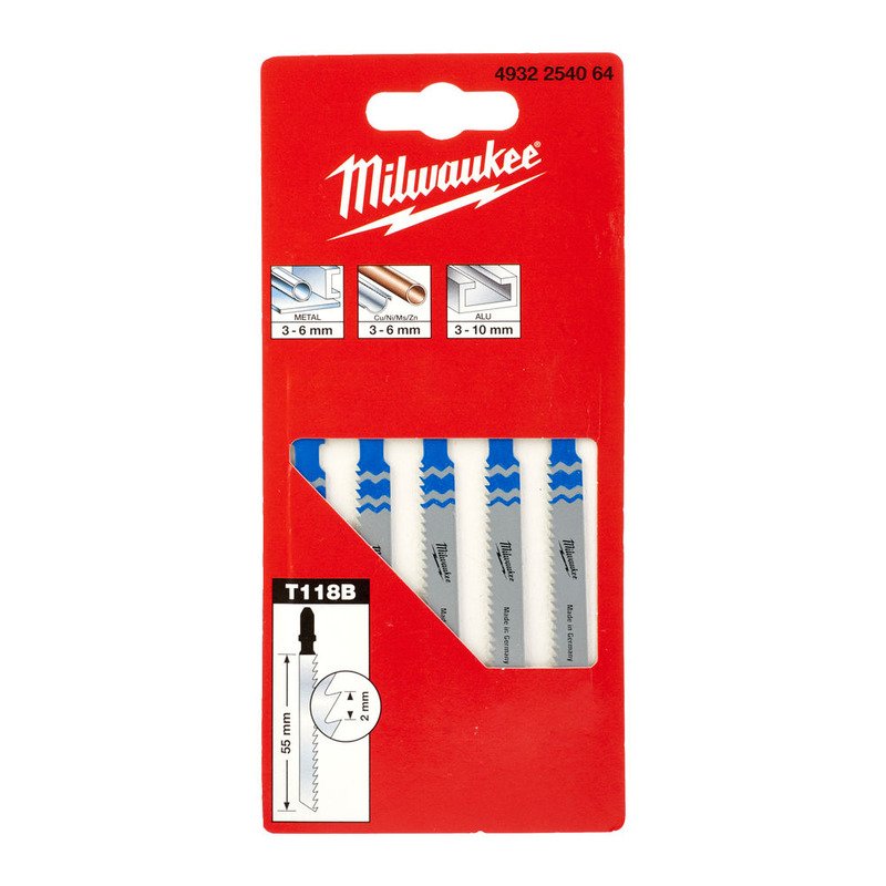Milwaukee 4932254064 T118B Metal Jigsaw Blades – Pack of 5