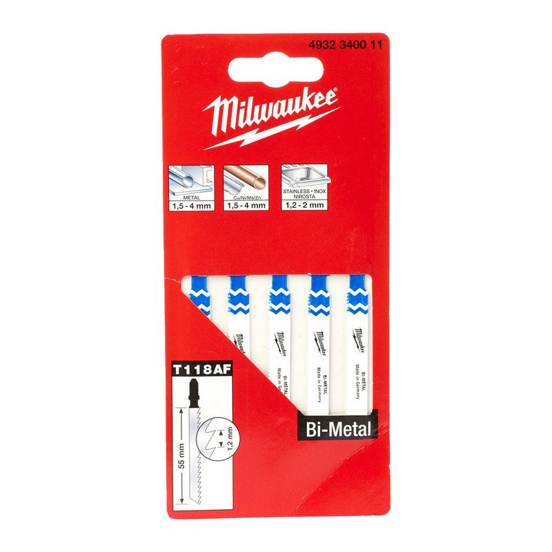 Milwaukee 4932340011 T118AF Metal Jigsaw Blades – Pack of 5