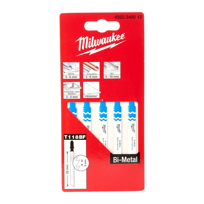 Milwaukee 4932340012 T118BF Metal Jigsaw Blades – Pack of 5