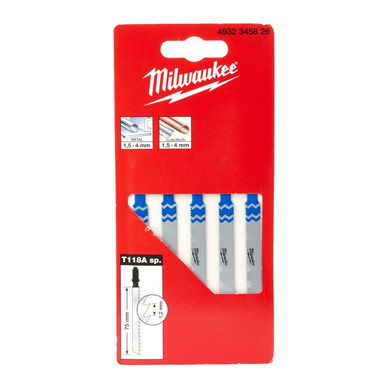 Milwaukee 4932345826 T118ASP Metal Jigsaw Blades – Pack of 5