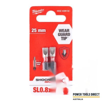 Milwaukee 4932430902 Shockwave Impact Duty Screwdriving Bit SL0.8×5.5 25mm – 2pcs