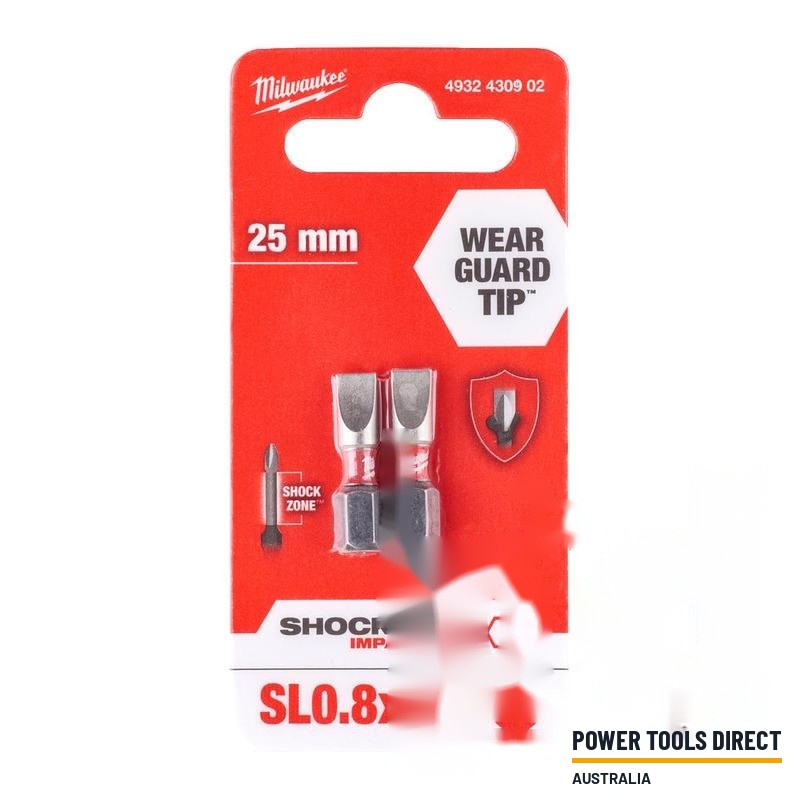 Milwaukee 4932430902 Shockwave Impact Duty Screwdriving Bit SL0.8×5.5 25mm – 2pcs