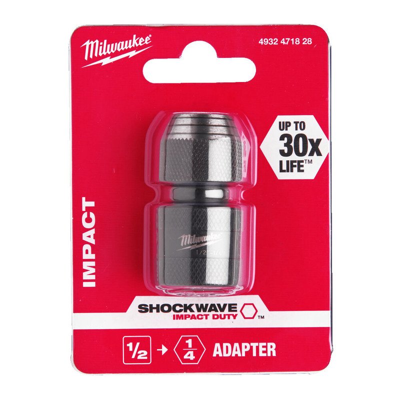 Milwaukee 4932471828 Shockwave 1/2″ Impact Socket Adaptor 1/2″SQ-1/4″HEX