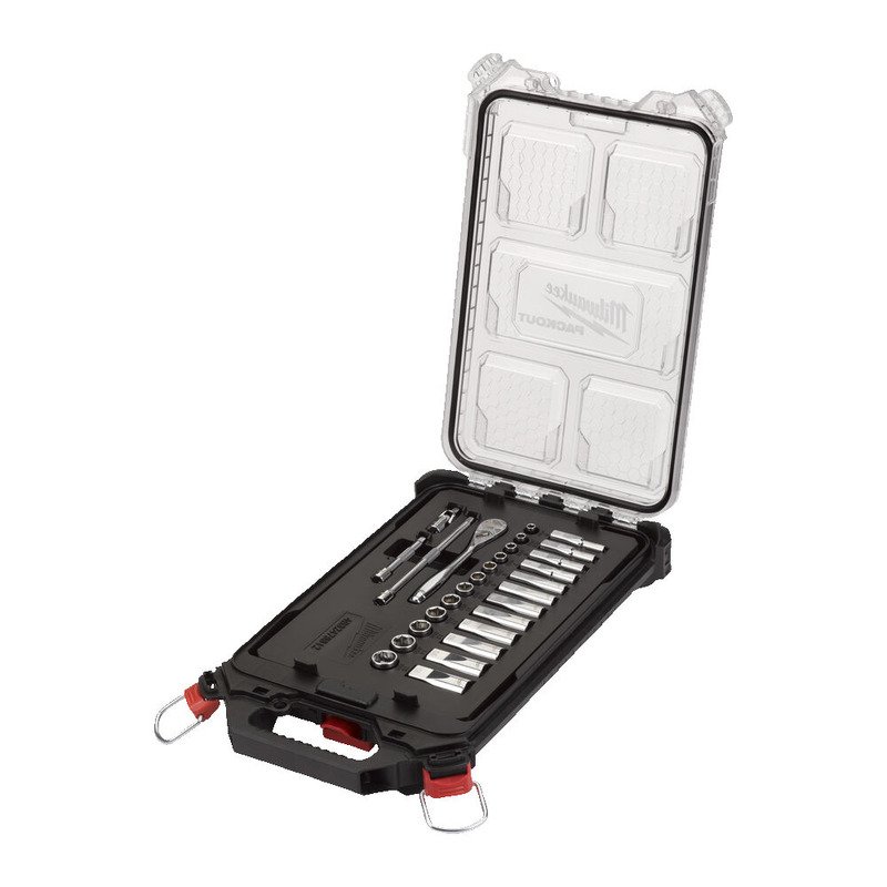 Milwaukee 4932478812 1/4″ Ratchet + Socket Set in Packout Case 28PC