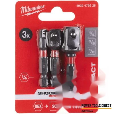 Milwaukee 4932479228 3pc Shockwave Impact Duty Socket Adaptor Set