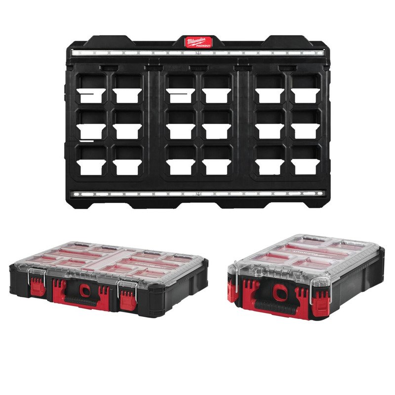 Milwaukee 4932480622 Packout XL Mounting Plate With 4932464082 & 4932464083 Organizers