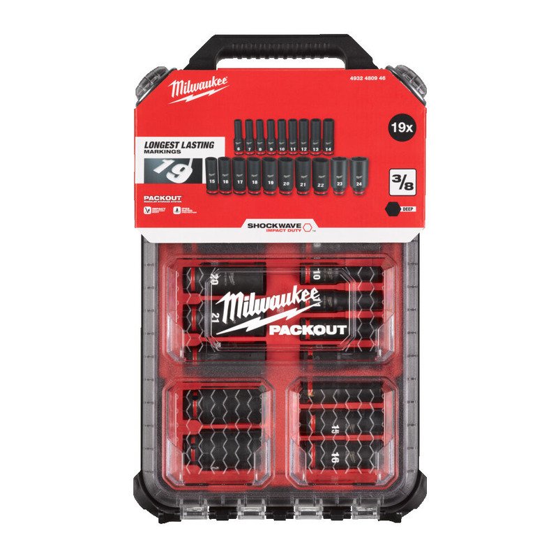 Milwaukee 4932480946 Shockwave 3/8″ Impact Socket Packout Set