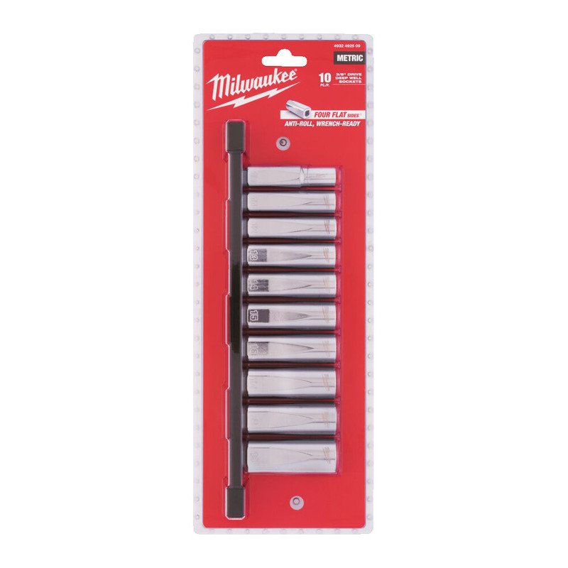Milwaukee 4932492509 10pc 3/8″ Drive Metric Deep Chrome Socket Set