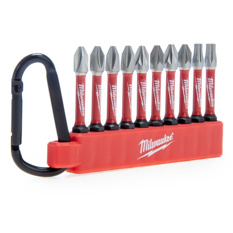 Milwaukee 4932492939 10pc Shockwave Carabiner Screwdriver Bits