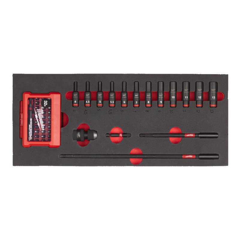Milwaukee 4932493386 1/4″ Shockwave Impact Deep Socket Set Foam Insert