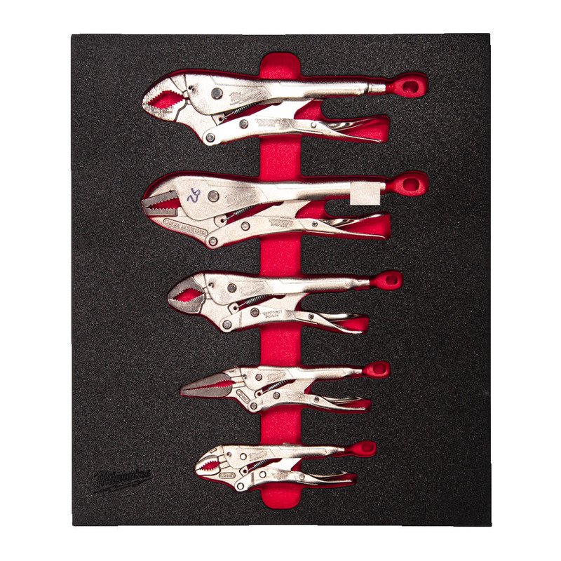 Milwaukee 4932493634 5pc Torque Lock Locking Pliers Set with Foam Insert Steel Storage