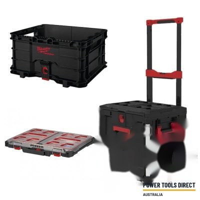 Milwaukee 4932498651 Packout Rolling Drawer, 4932471724 Crate & 4932471064 Slim Organiser Case