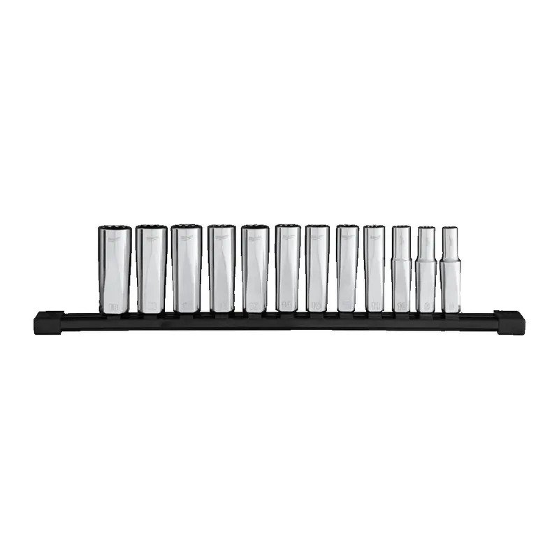 Milwaukee 4932498796 3/8” Square Metric Deep 12 Point Socket Set – 12 Piece