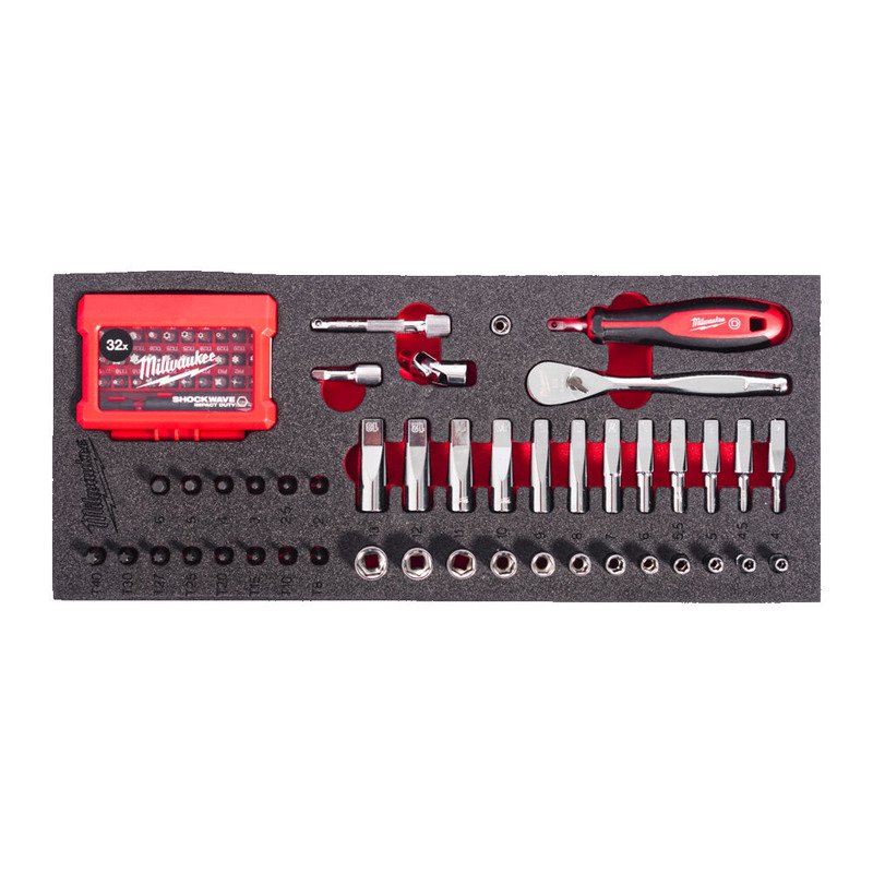 Milwaukee 4932499293 76pc 1/4″ Ratchet & Bit Socket Set in Foam Insert