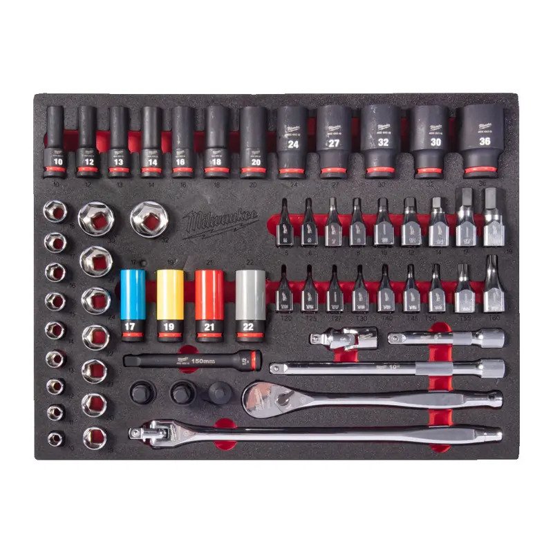 Milwaukee 4932500757 1/2″ Ratchet & Impact Socket Set Foam Insert 60 Piece