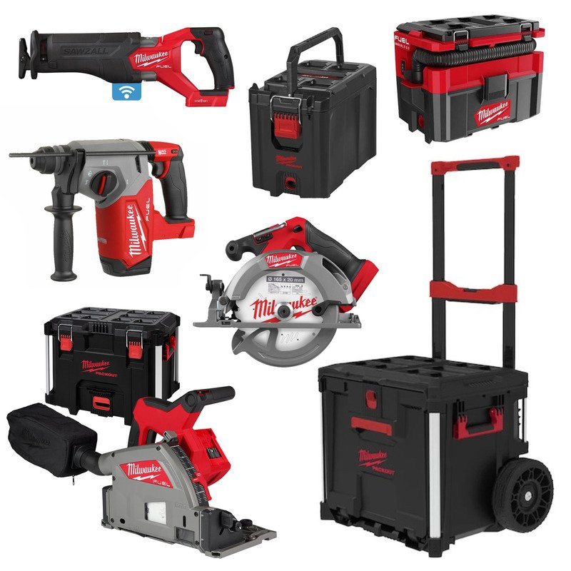 Milwaukee 5 Piece M18 Fuel Brushless Power Tool Kit & Packout Set