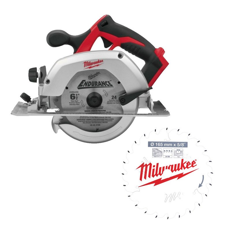 Milwaukee HD18CS-0 18V 165mm Heavy Duty Circular Saw (Body Only) & 4932471311 PTFE Saw Blade