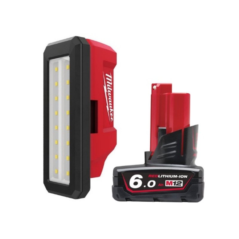 Milwaukee M12 M12PAL-0 Rover Pivot Area Light – Body Only & M12B6 6.0Ah Battery