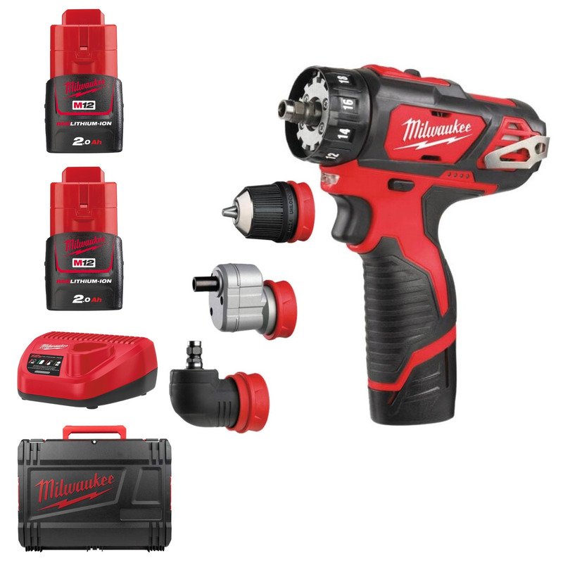Milwaukee M12BDDXKIT-202C 12v 2×2.0Ah Lio-ion Removable Chuck Drill Driver