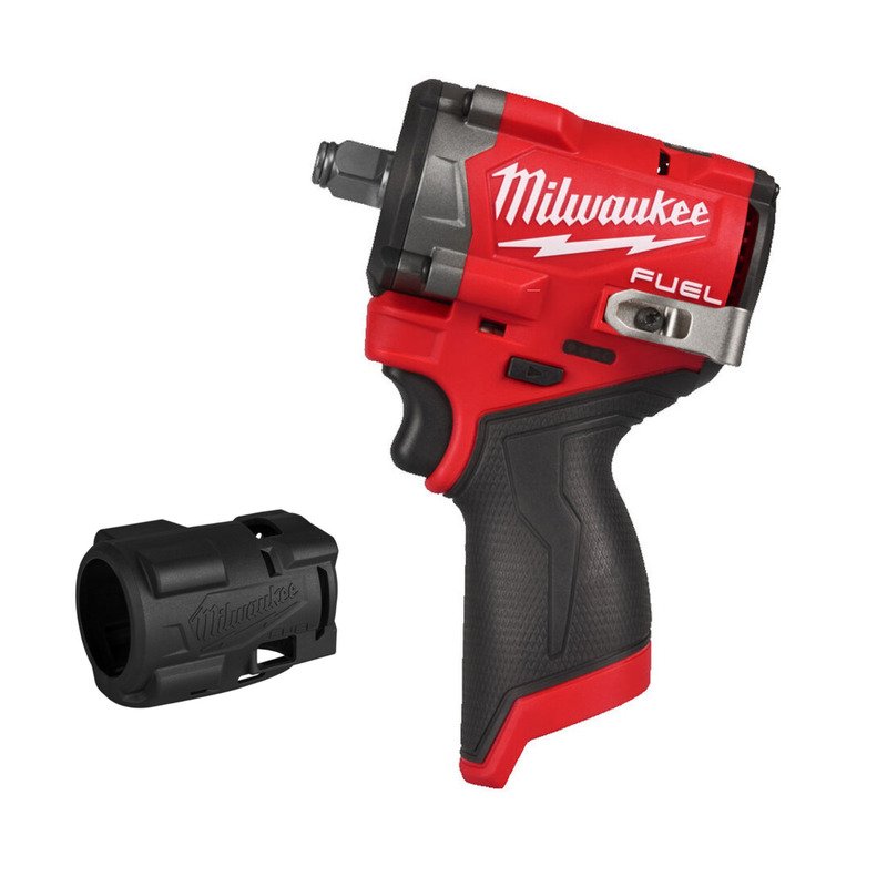 Milwaukee M12FCIWF12G3-0 12v Fuel 1/2″ Compact Impact Wrench Naked & 4932499365 Rubber Sleeve