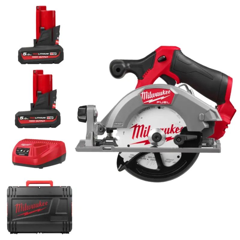 Milwaukee M12FCS442-502X 12v Fuel Sub Compact Circular Saw Kit – 2 x 5.0ah High Output Batteries