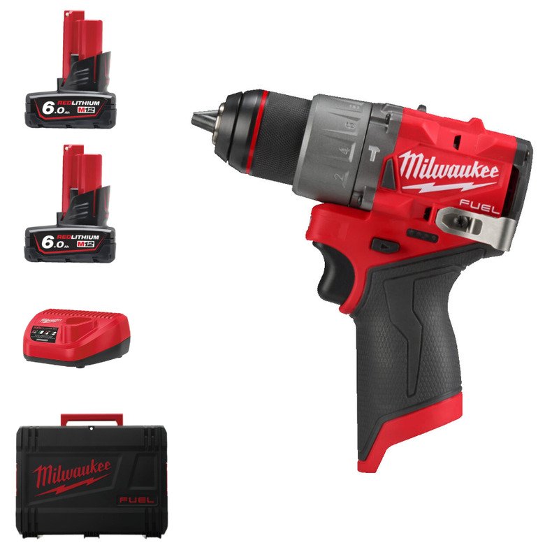 Milwaukee M12FPD2-602X 12v Fuel NEW GEN Combi Drill Kit – 2 x 6.0ah Batteries