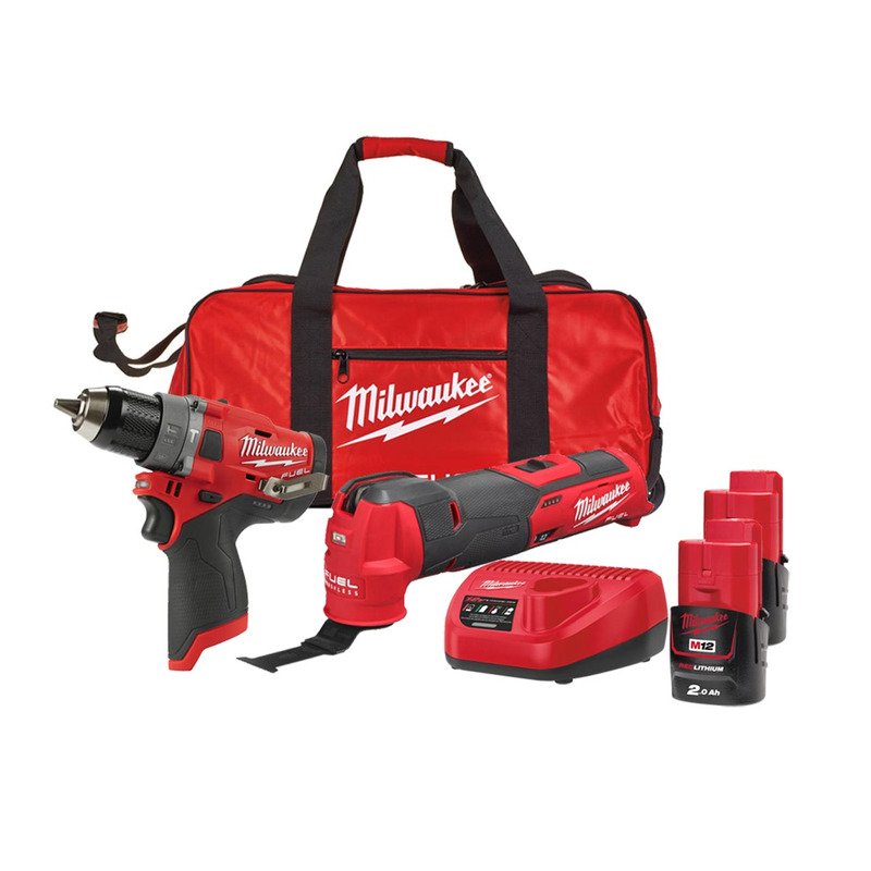 Milwaukee M12FPP2BA-202B 12V 2x2ah Li-Ion FUEL Combo Kit