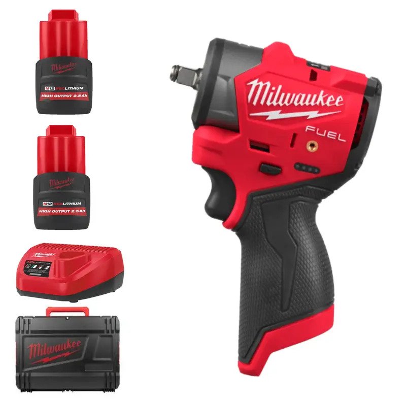Milwaukee M12FSCIWF38-252X 12v Fuel 3/8″ Sub Compact Impact Wrench with Friction Ring Kit